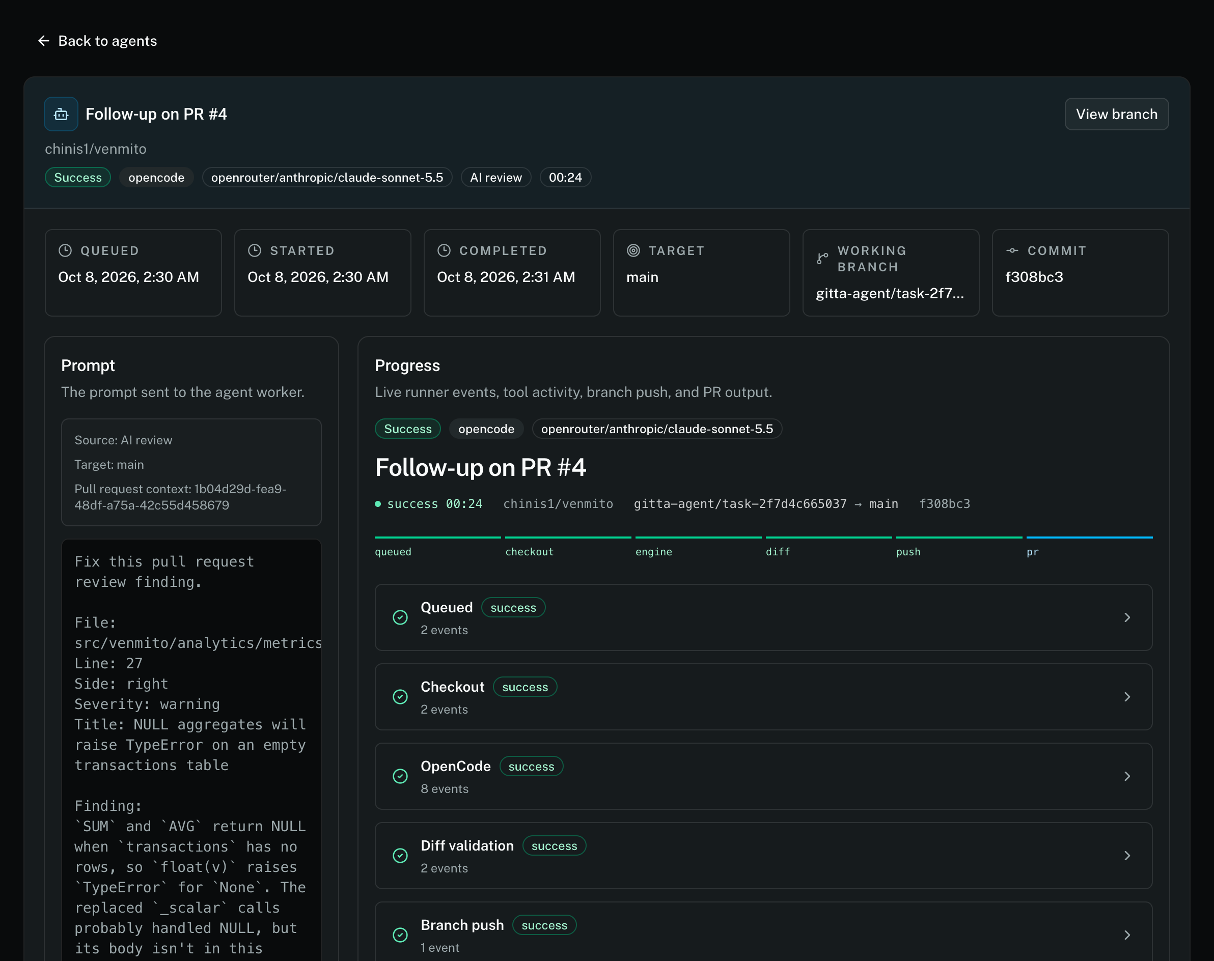 Gitta agent run on openrouter/anthropic/claude-sonnet-5.5, started from an AI review finding and committed to the pull request